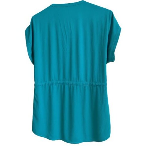 Alfani Women's Small Basic Classic Blouse Elastic Waistband Roll Sleeves - Picture 2 of 9